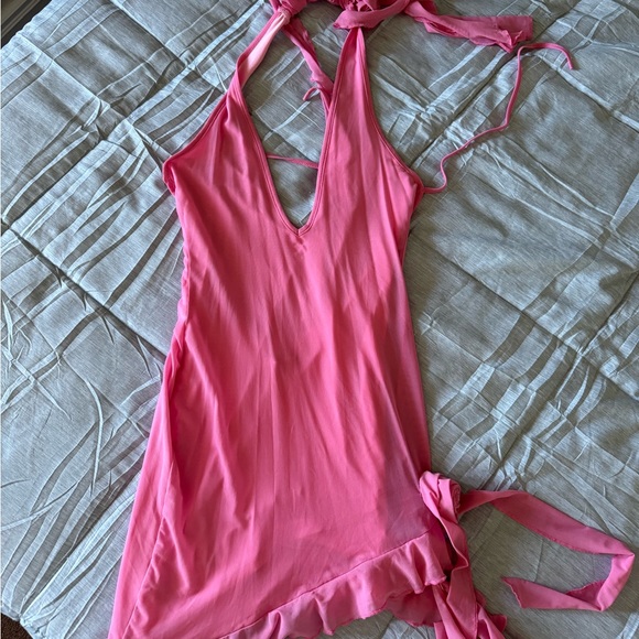 Lola Pink Mesh Ruffle Mini Dress - Picture 12 of 12